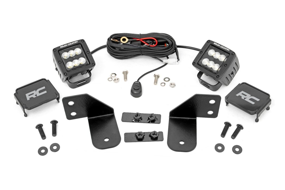 Polaris Ranger XP 1000 EPS Ranch Edition LED Light - Rear - Rough Country - RR Cage Mount Flood Pair - Black - 2017